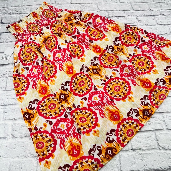 Ophelia Roe Skirt BOHO Womans Size Small Pink and Orange Smocked A-Line Maxi - Picture 6 of 9